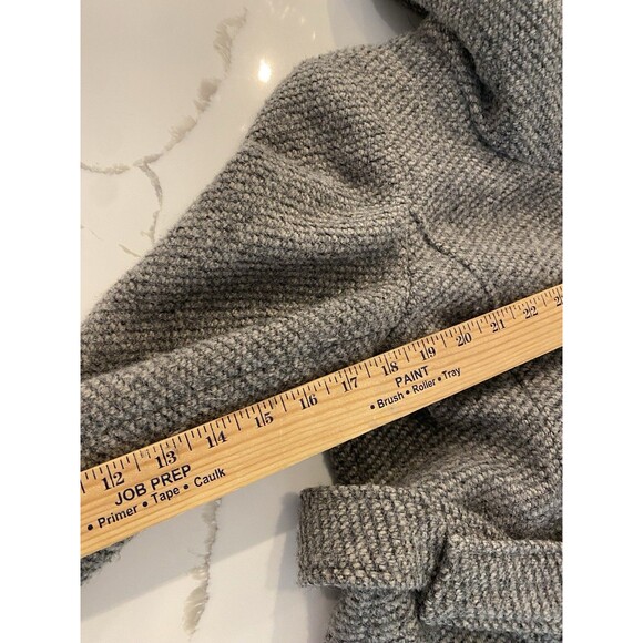 Calvin Klein Wool Blend Grey Herringbone Tweed Hooded Zip Up Overcoat Womens XS - Picture 8 of 8
